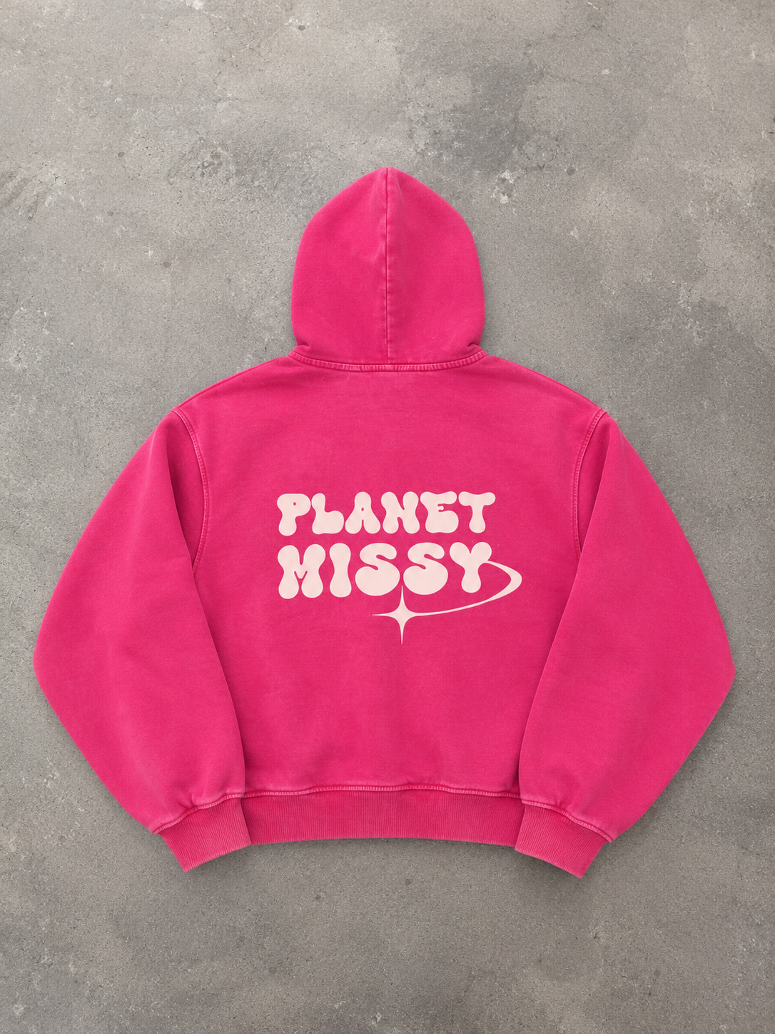 Vintage Washed Bubble Logo Hoodie – Hot Pink