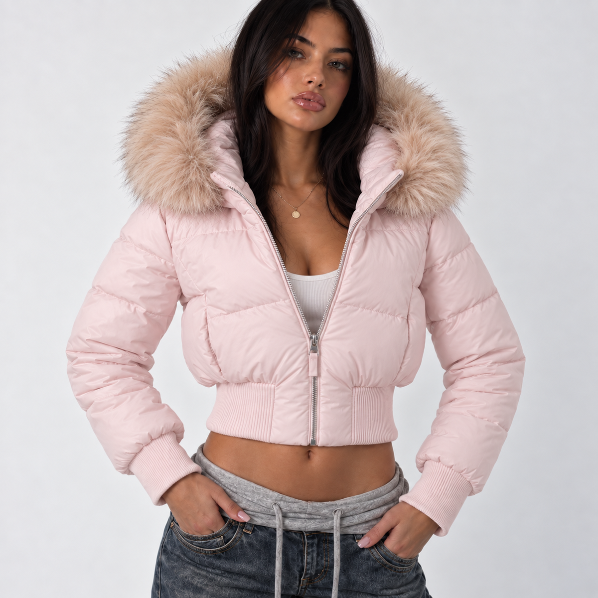 Abrigo Parka Rosa