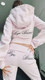 Stitched Pink Crop Hoodie