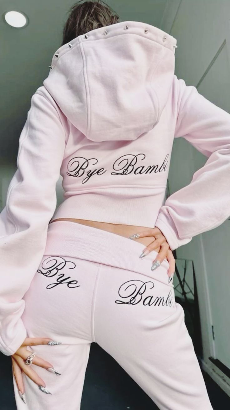 Stitched Pink Crop Hoodie