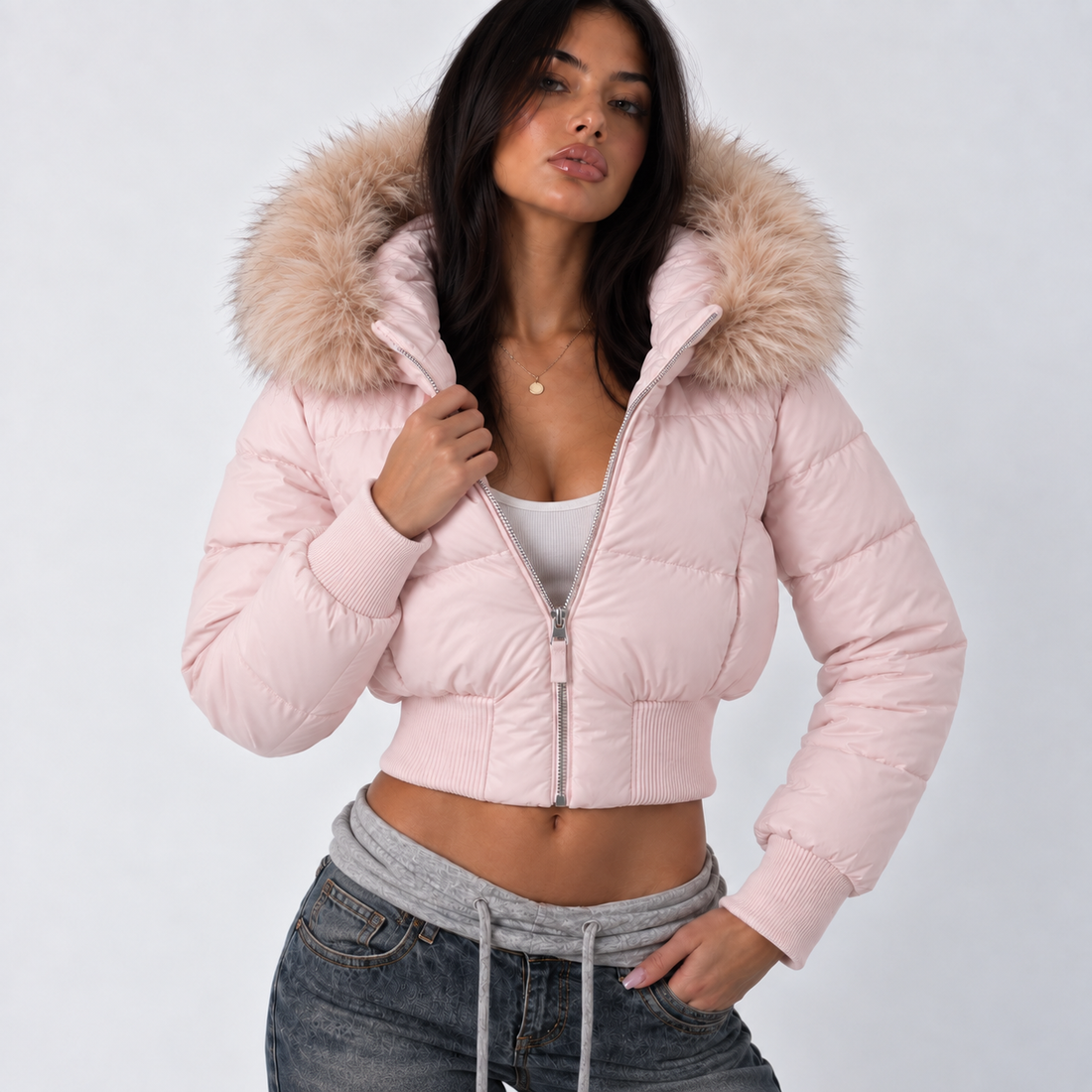 Abrigo Parka Rosa
