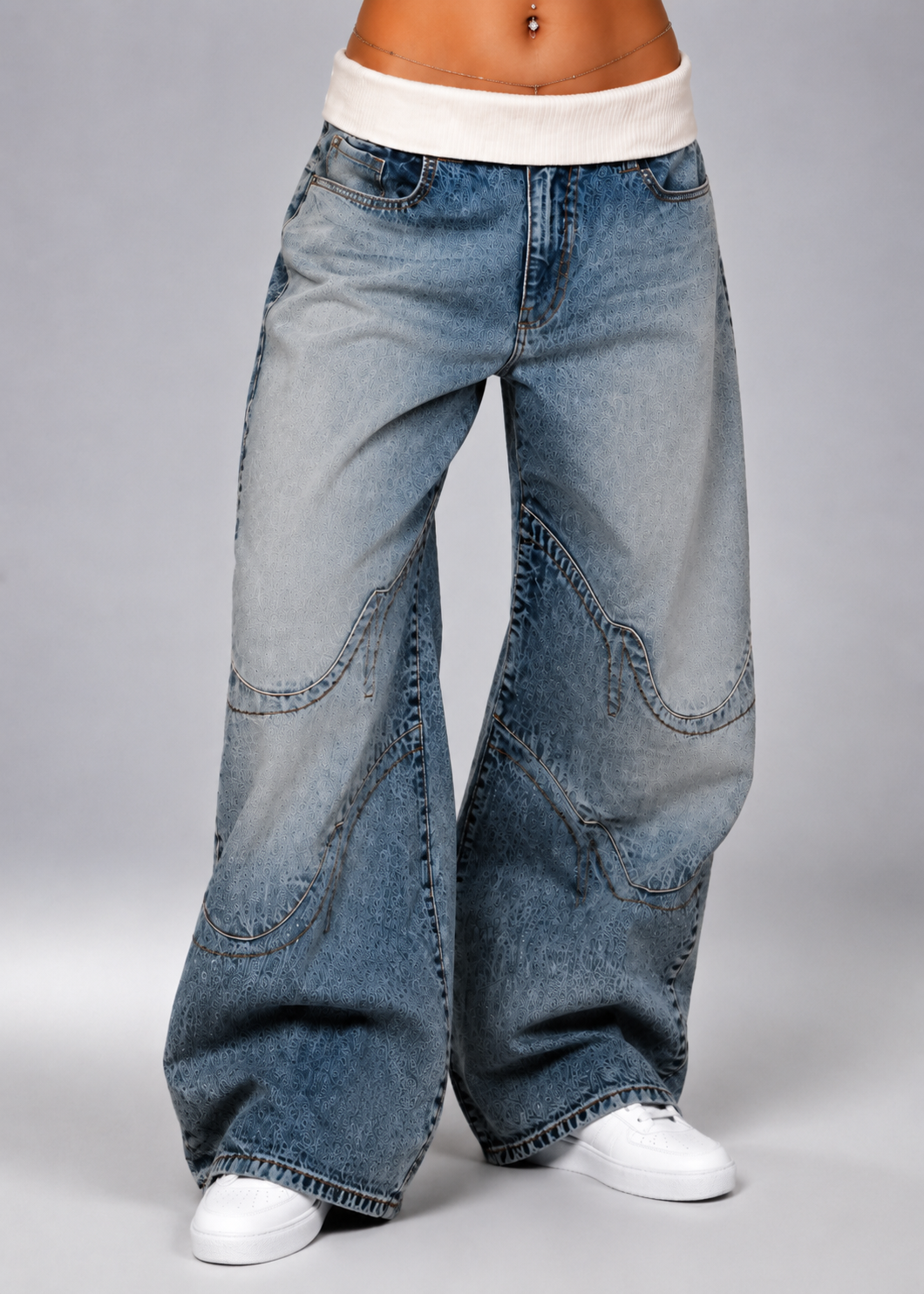 Pantalones de Denim con Dobladillo