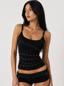 Lace Trim Cami Top – Black - Planet Missy
