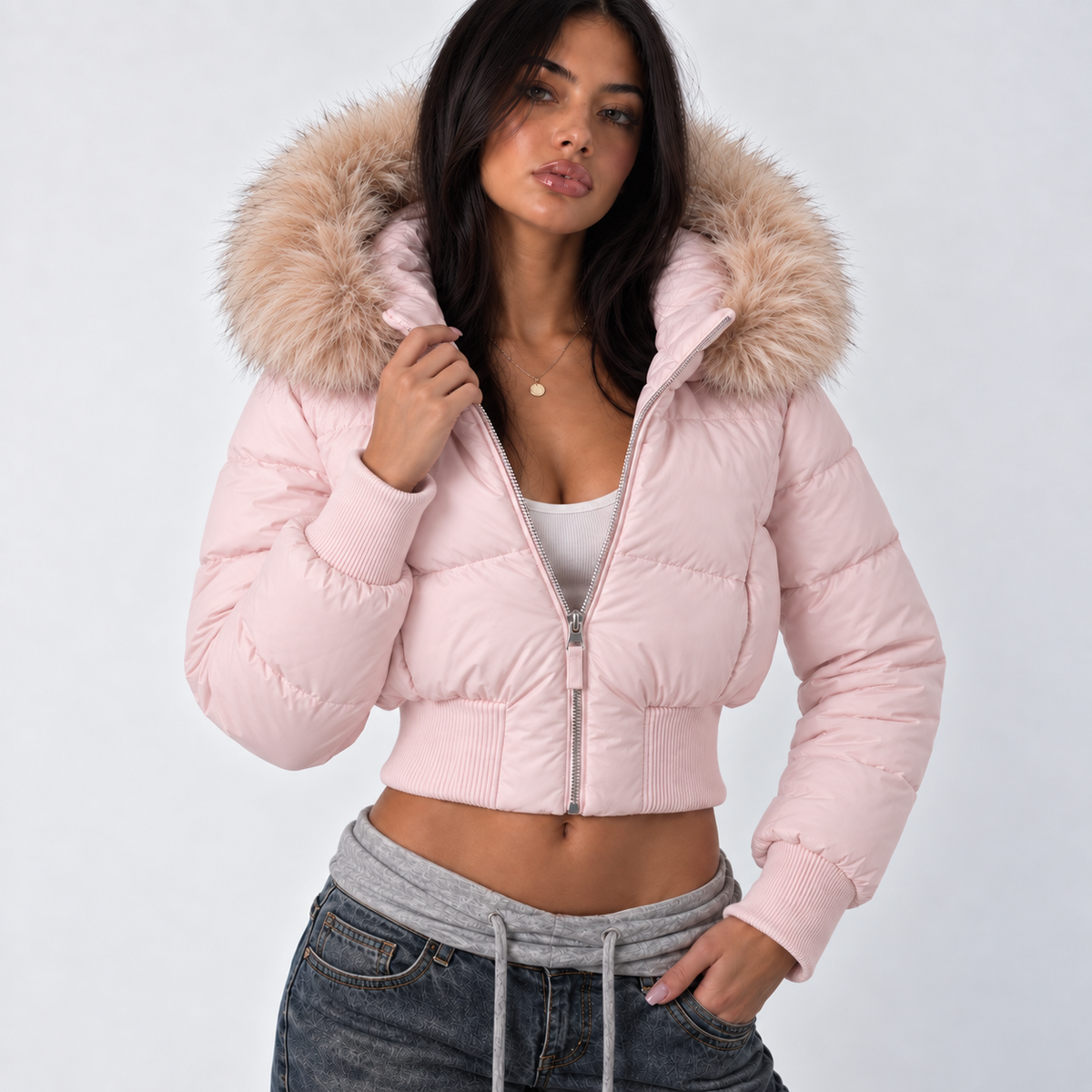 Abrigo Parka Rosa