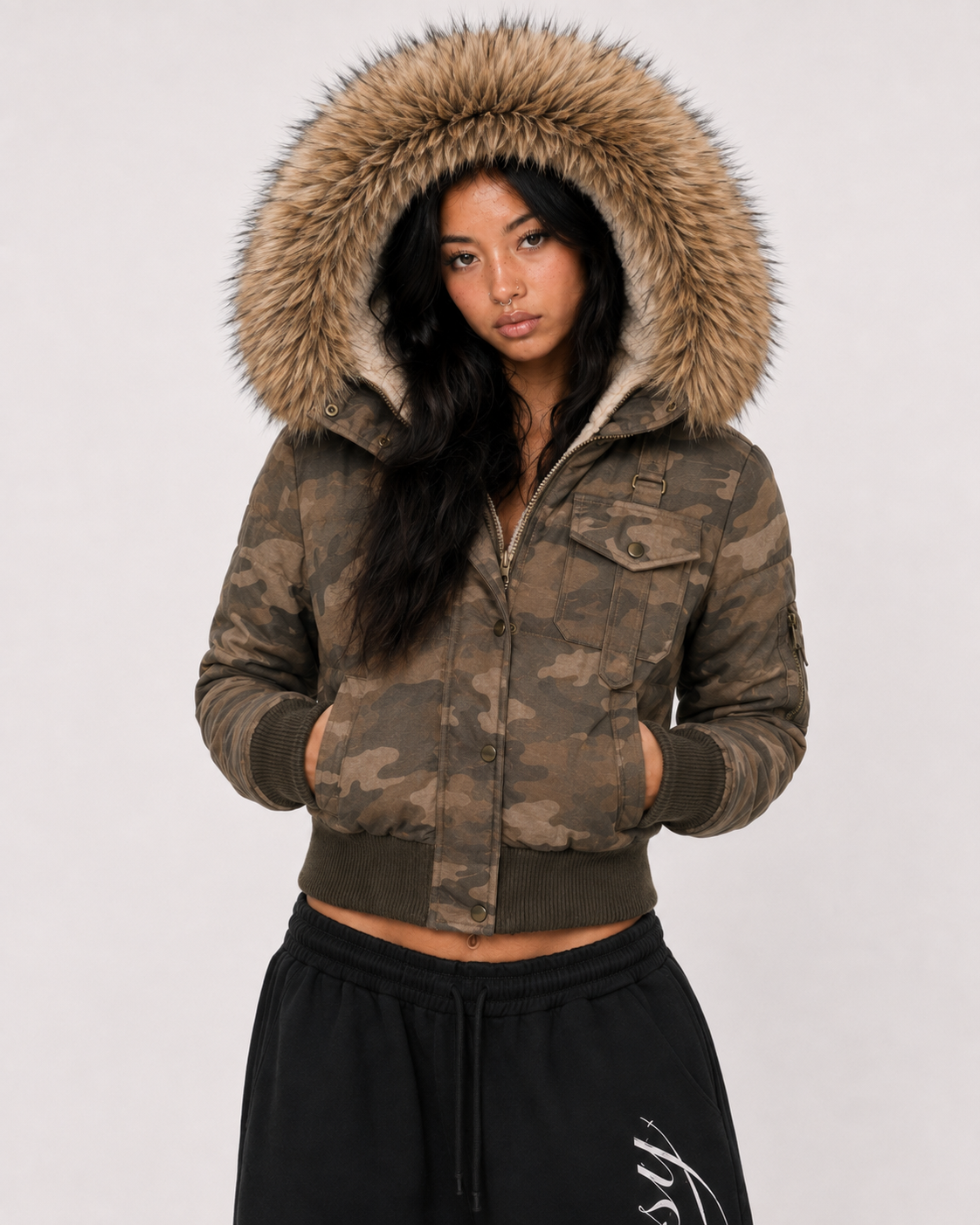 Camo Fur Hood Puffer Jacket - PRE ORDER