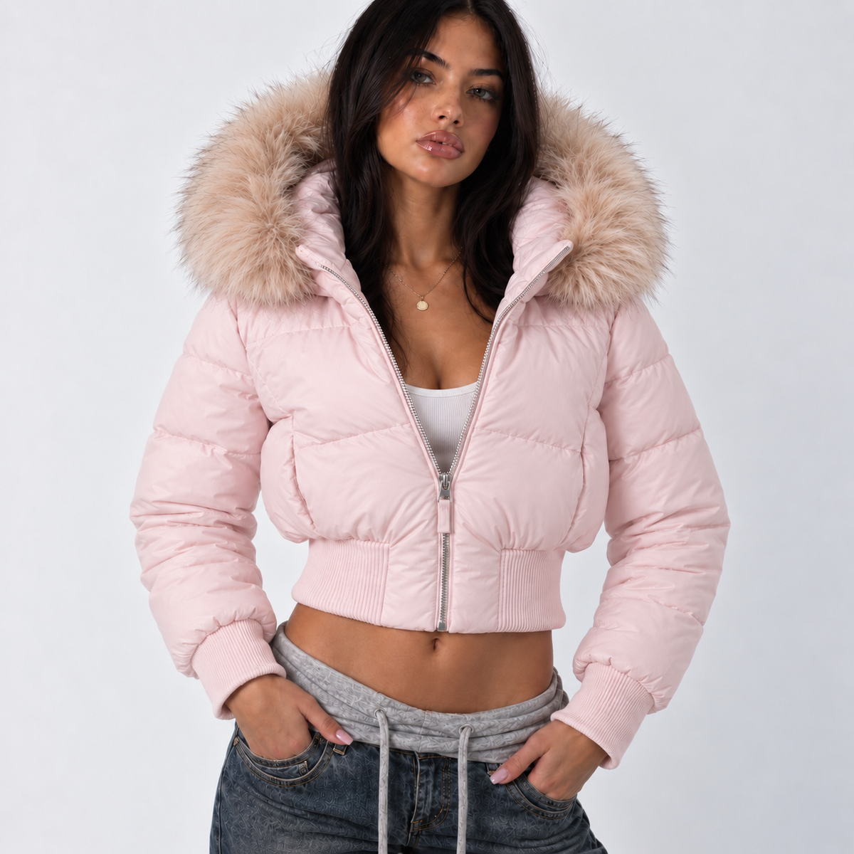 Abrigo Parka Rosa