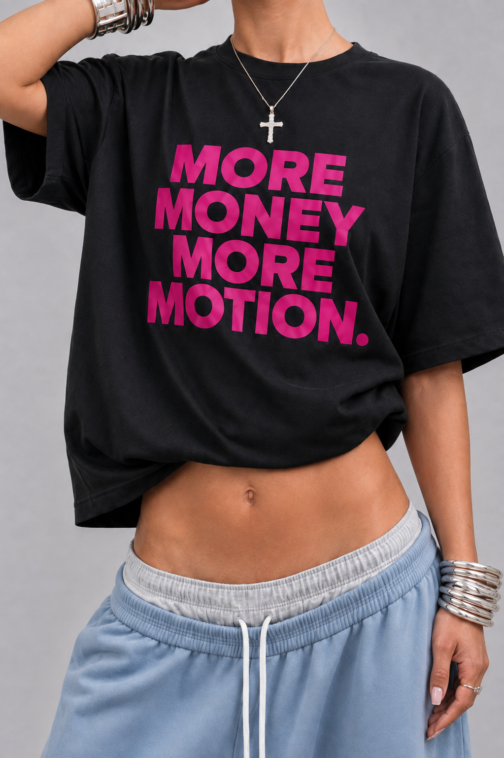 More Money More Motion Tee – Black & Pink T-Shirt