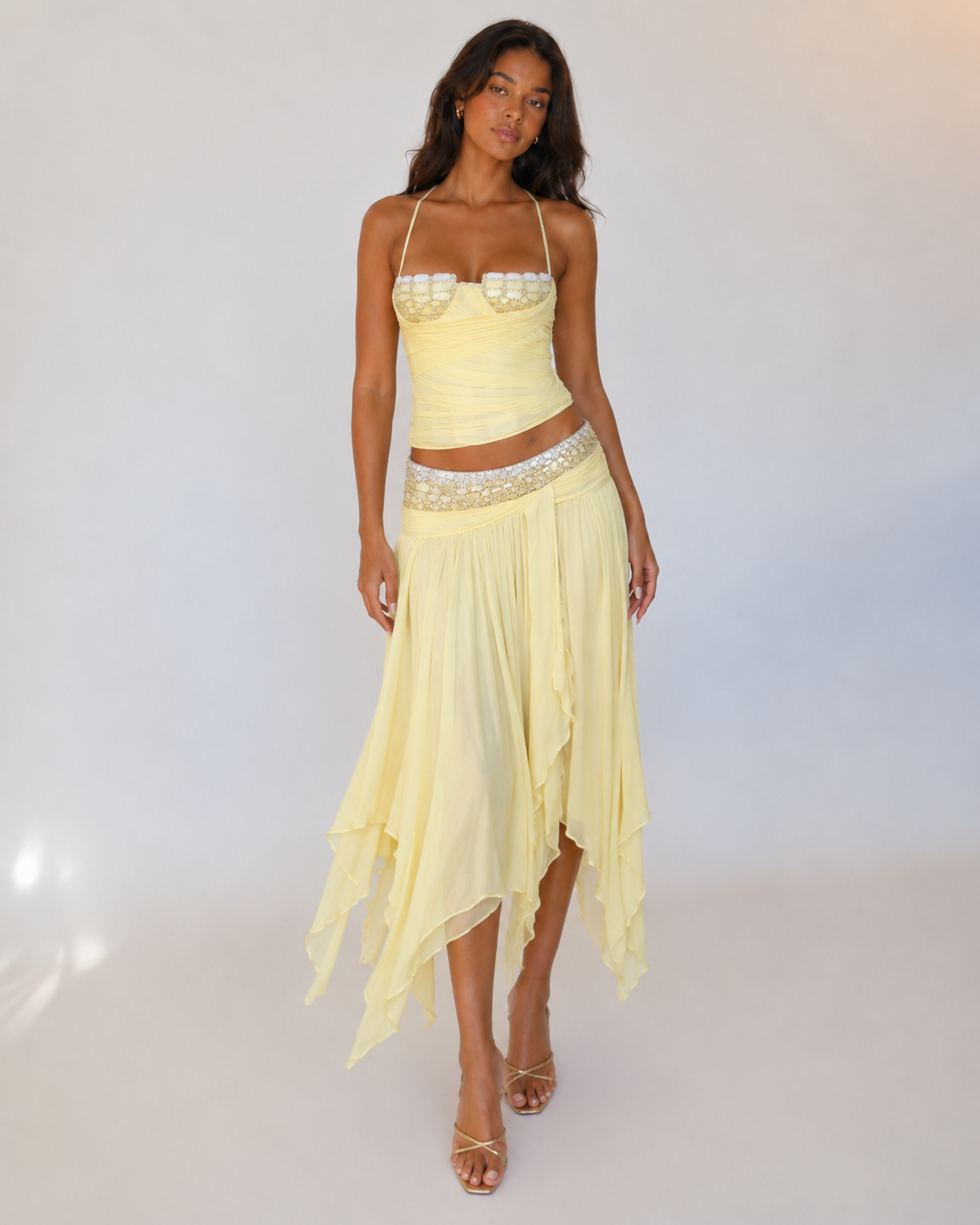 Chiffon Vest Skirt 2 Piece Set - Planet Missy
