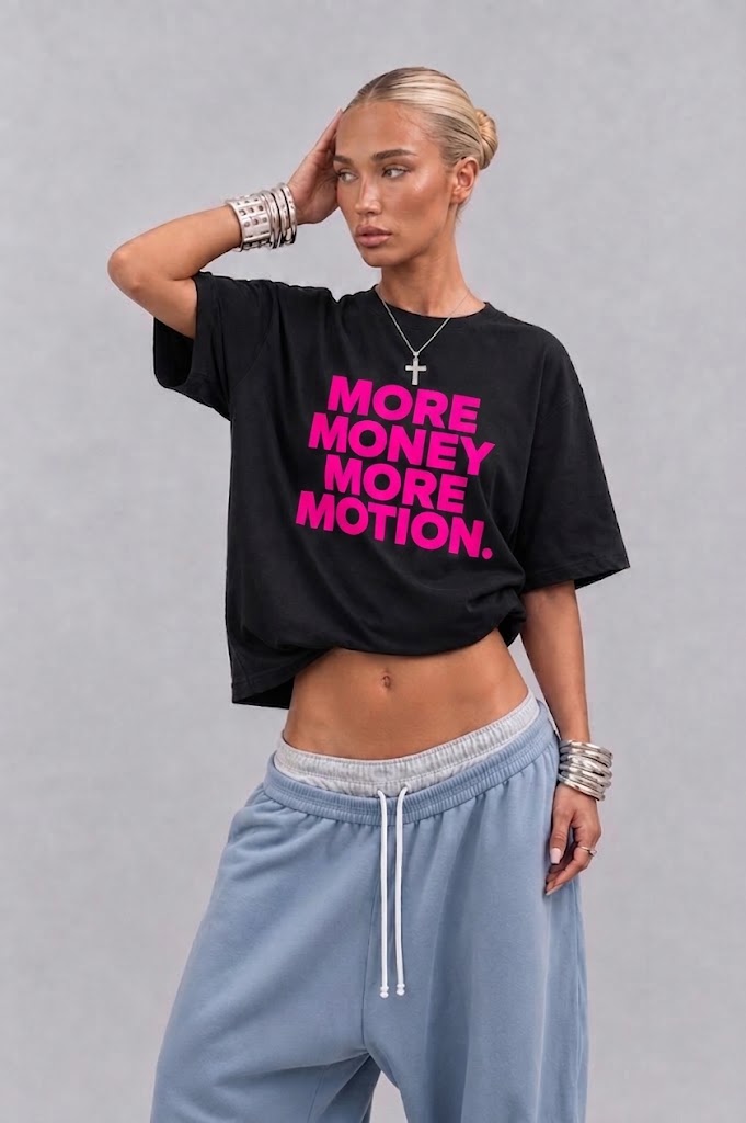 More Money More Motion Tee – Black & Pink T-Shirt