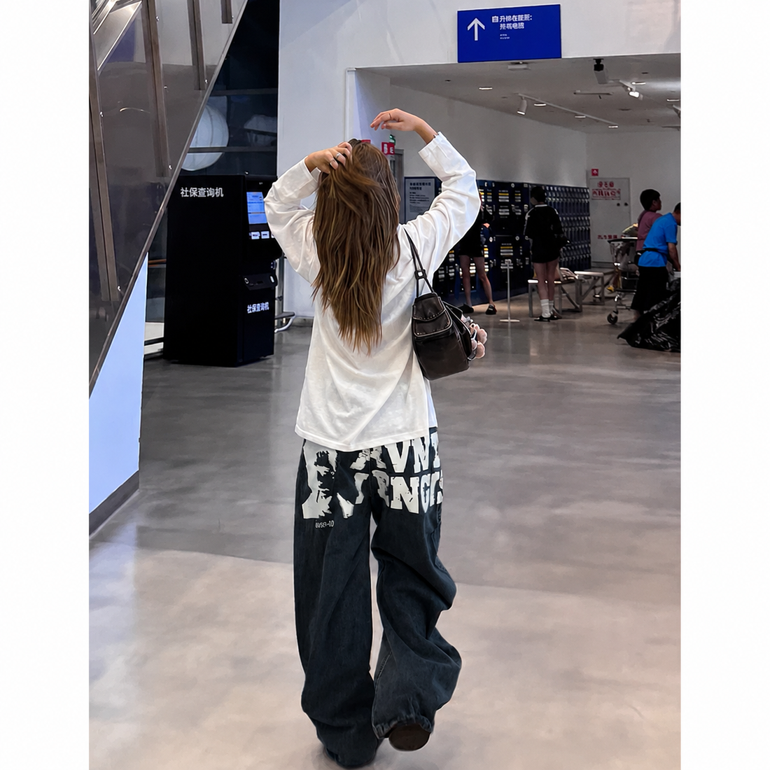 Vintage Printing Denim Trousers – Blue Jeans