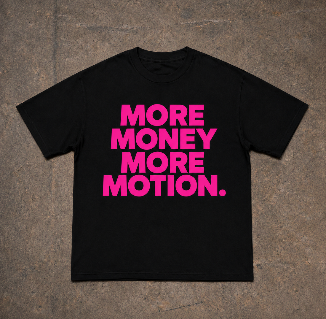 More Money More Motion Tee – Black & Pink T-Shirt