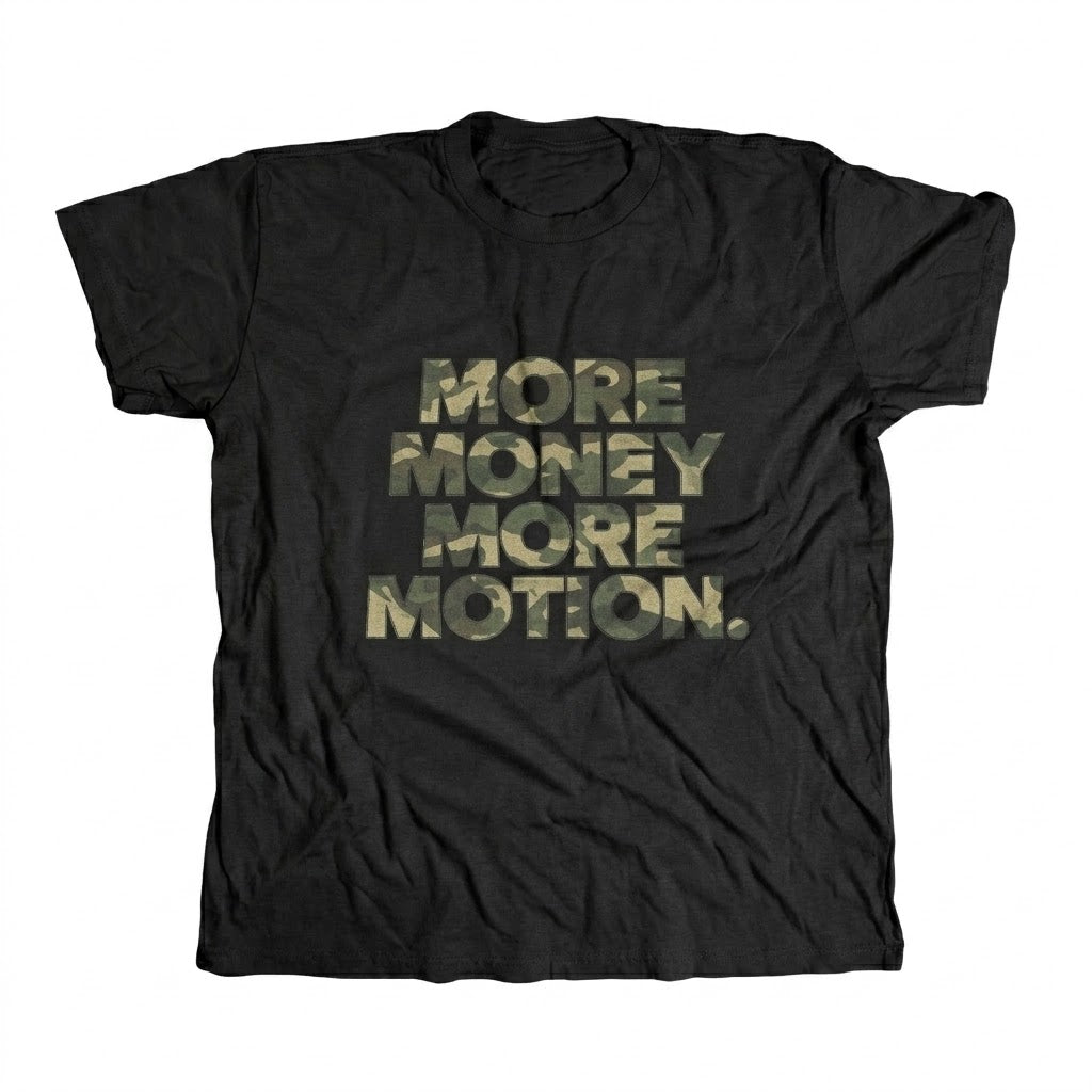 More Money More Motion Tee – Black & Camo T-Shirt