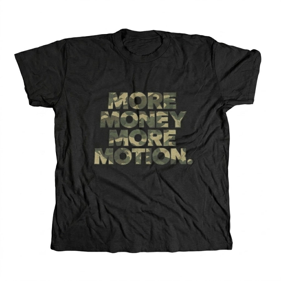 More Money More Motion Tee – Black & Camo T-Shirt - Planet Missy