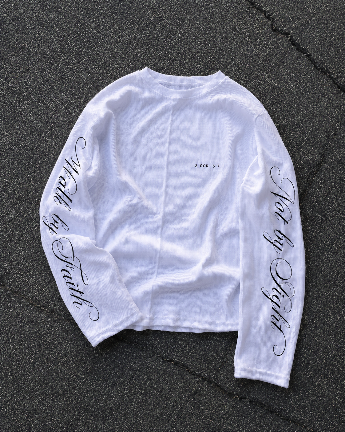 Walk by Faith Lettered Script Long-Sleeve Top - Black and White PRE-ORDER