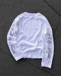 Walk by Faith Lettered Script Long-Sleeve Top - Black and White - Planet Missy