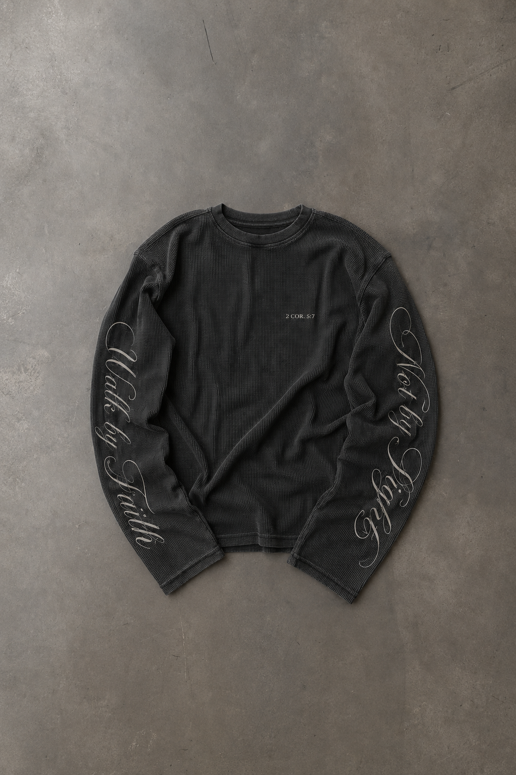 Walk by Faith Lettered Script Long-Sleeve Top - Black and White PRE-ORDER