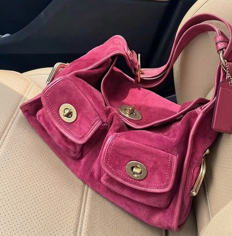 Luxe Velvet Multi-Pocket Shoulder Bag - Planet Missy