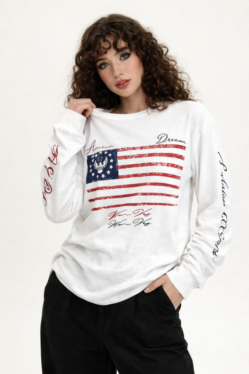 American Streetwear Long Sleeve Top - Planet Missy