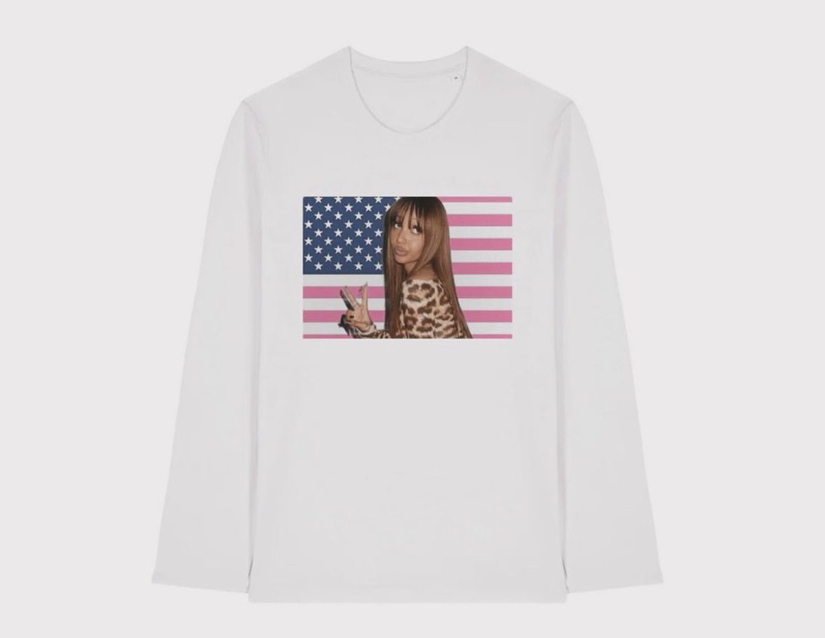 Y2K Pink Flag Graphic Long Sleeve T-Shirt