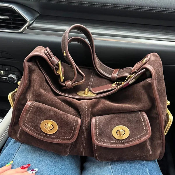 Luxe Velvet Multi-Pocket Shoulder Bag