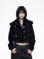Black Crop Parkas Jakcet