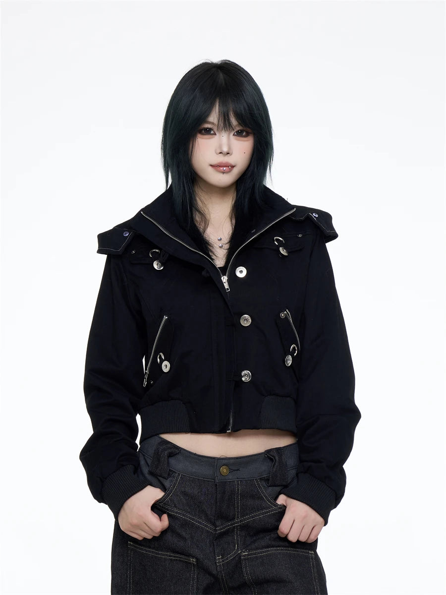 Chaqueta Parka Cortada Negra