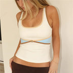 Contrast Strap Tank Top - Planet Missy