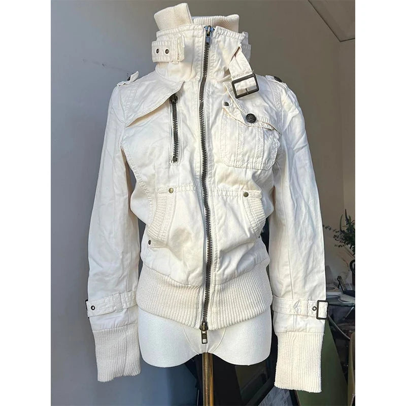 Retro White Winter Jacket - Planet Missy