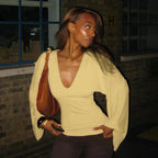 V-neck Flare Long Sleeve T-shirts