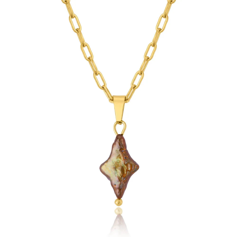 Natural Pearl Cross Necklace