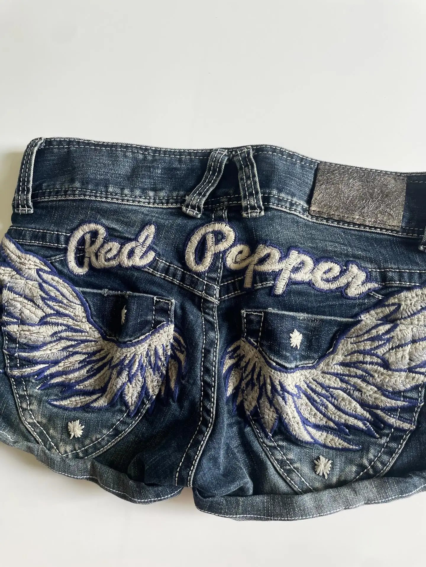Y2K Angel Denim Shorts - Planet Missy