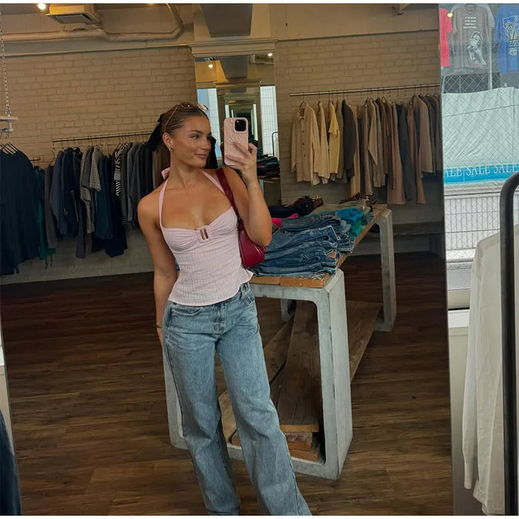 Pink Pleated Top