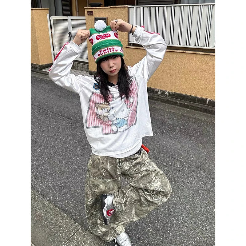 Low-Rise Camo Wide-Leg Jeans