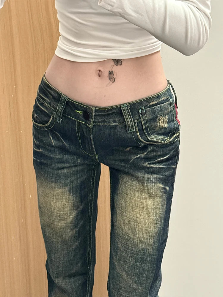 Embroidery Denim Pants