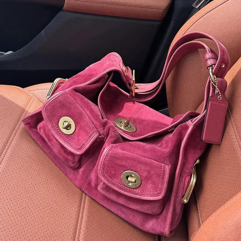 Luxe Velvet Multi-Pocket Shoulder Bag - Planet Missy