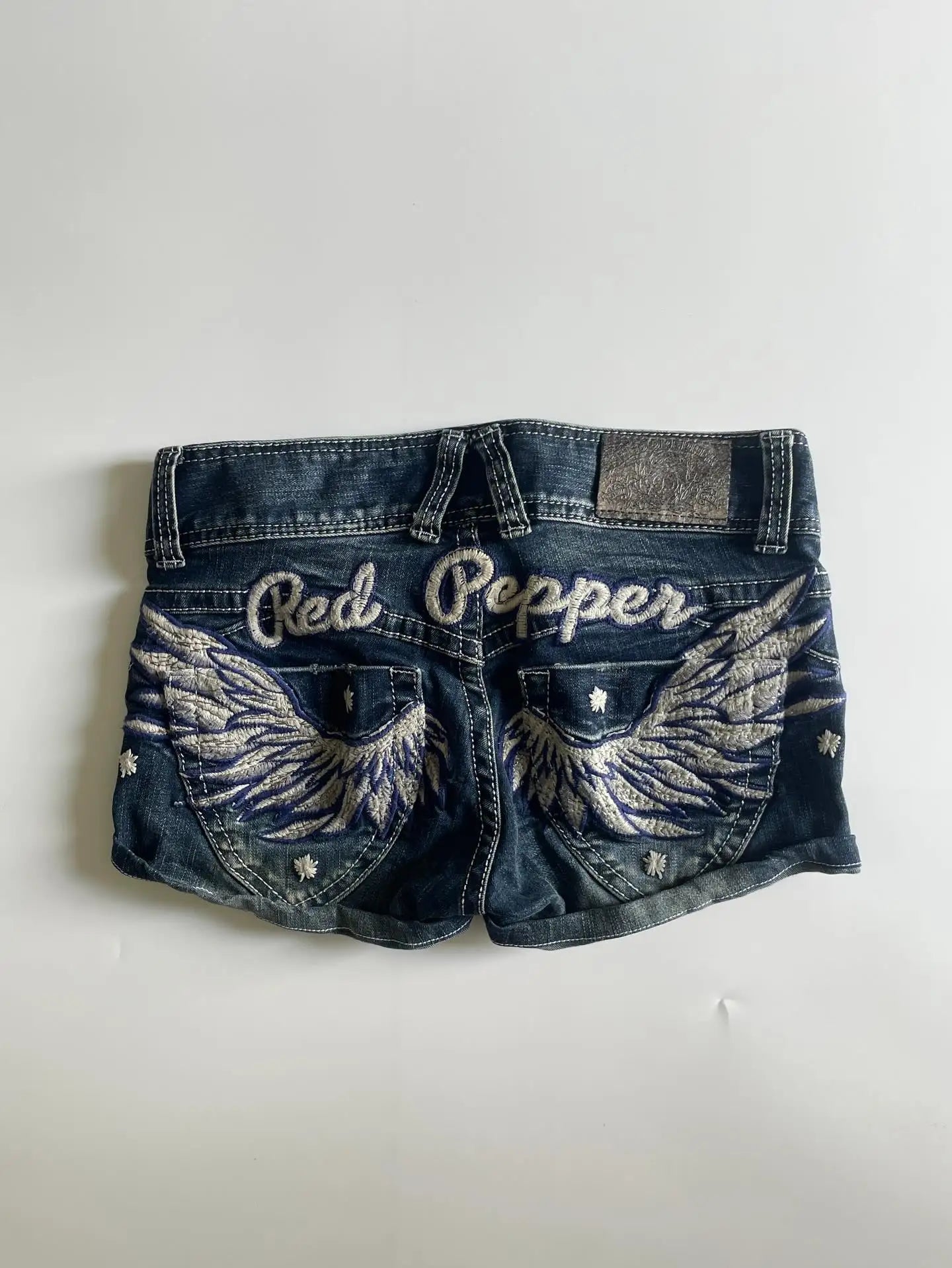Y2K Angel Denim Shorts - Planet Missy