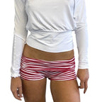 Y2k Dot/Stripe Print Ruched Bodycon Micro Short Pants Coquette Low Rise Fold Over Shorts Women Summer Going Out Lounge Shorts - Planet Missy