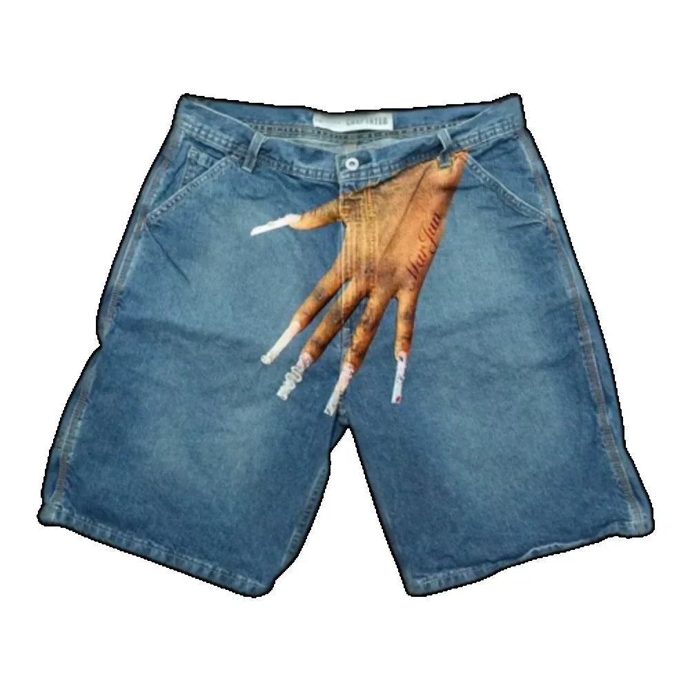 2025 New Summer Loose Retro Black Denim Pinches Street Men and Women Casual Hip-hop Harajuku Y2k Shorts Shorts for Women