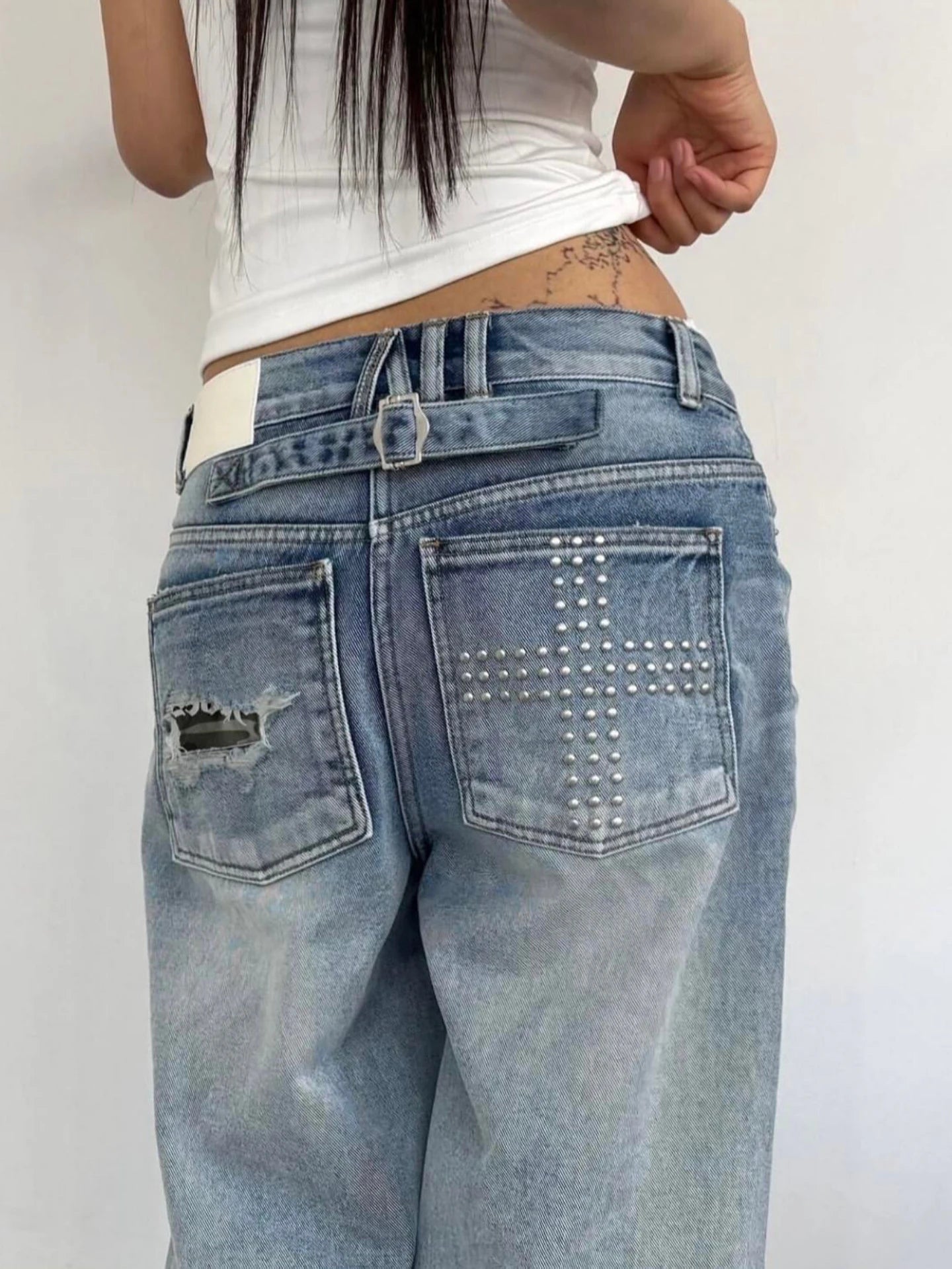 Loose Straight Leg Blue Pants - Planet Missy