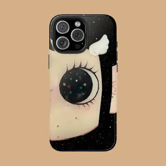 Clmj BIG EYES COMIC GIRL Phone Case for iPhone 17 16e 16 15 14 13 12 11 X XS XR XSMAX Air Pro Max Plus Luxury Double-layer Cover - Planet Missy