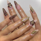 24pcs Gold Leopard Nail