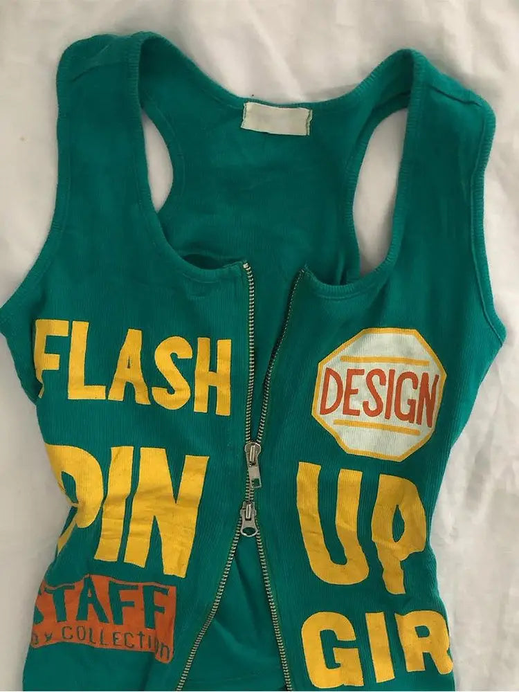 Vest Zip Up Crop Top
