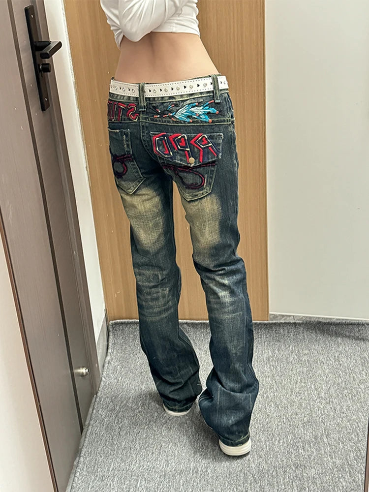 Embroidery Denim Pants