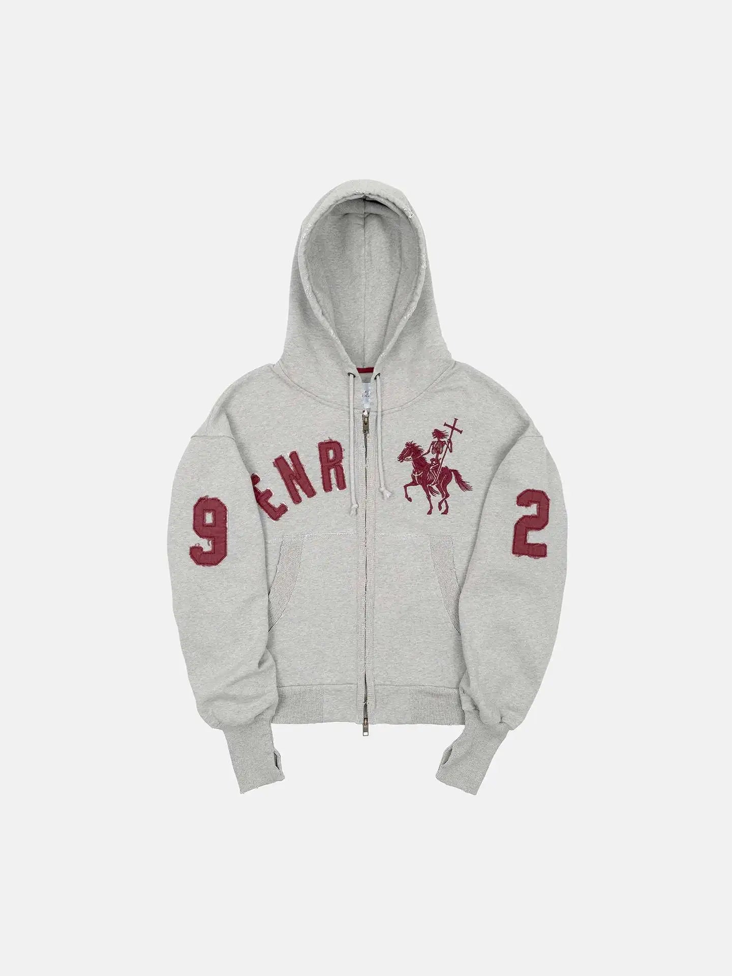 Retro Polo Rider Cropped Zip Hoodie