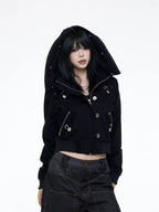 Black Crop Parkas Jakcet