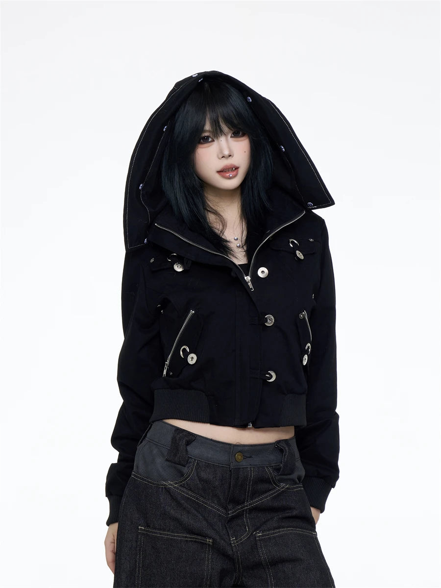 Black Crop Parkas Jakcet
