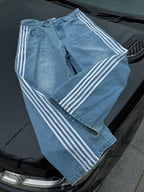 Wide Leg Stripe Jeans