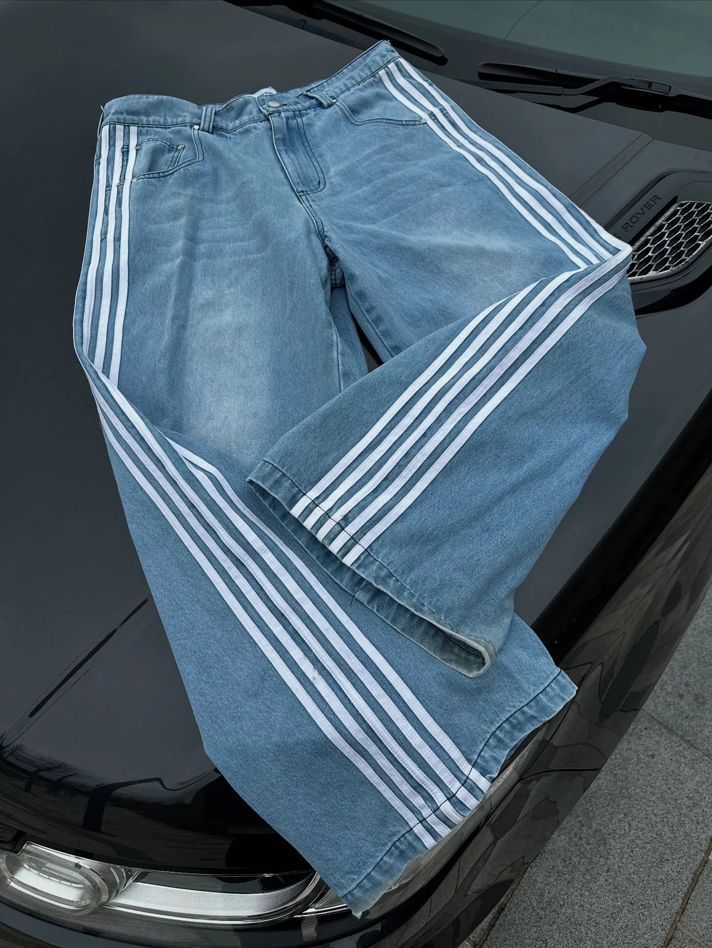 Wide Leg Stripe Jeans