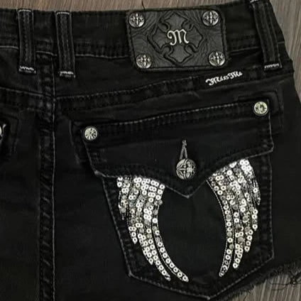 Black Miss Me Shorts