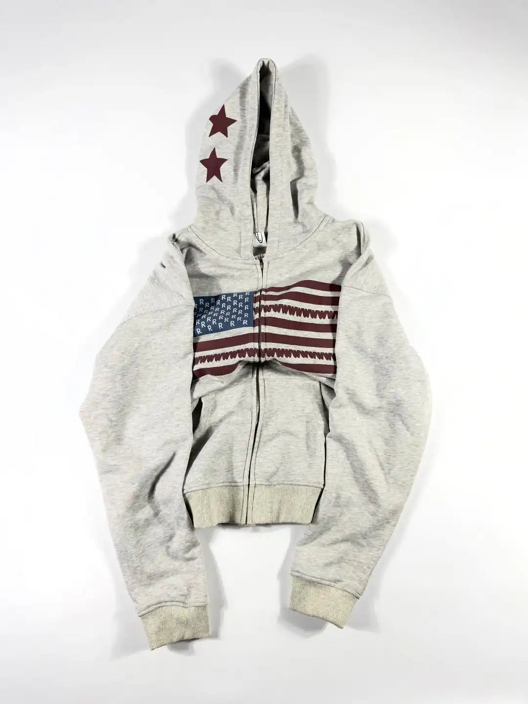 Oversized Zip-Up USA Hoodie - Unisex Grey